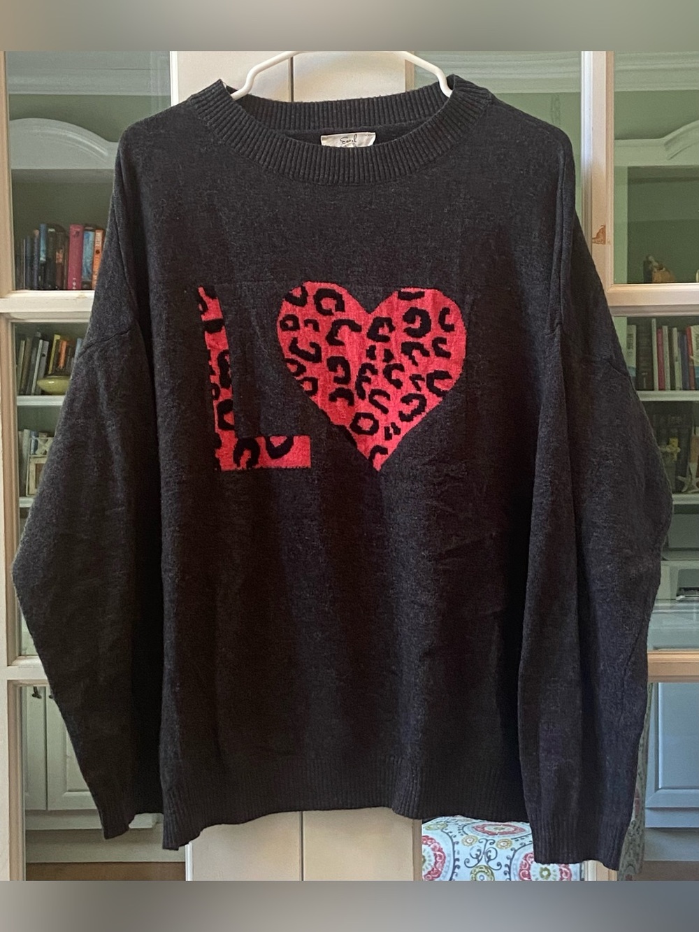 Easel Viscose Grey Love Sweater Size Medium